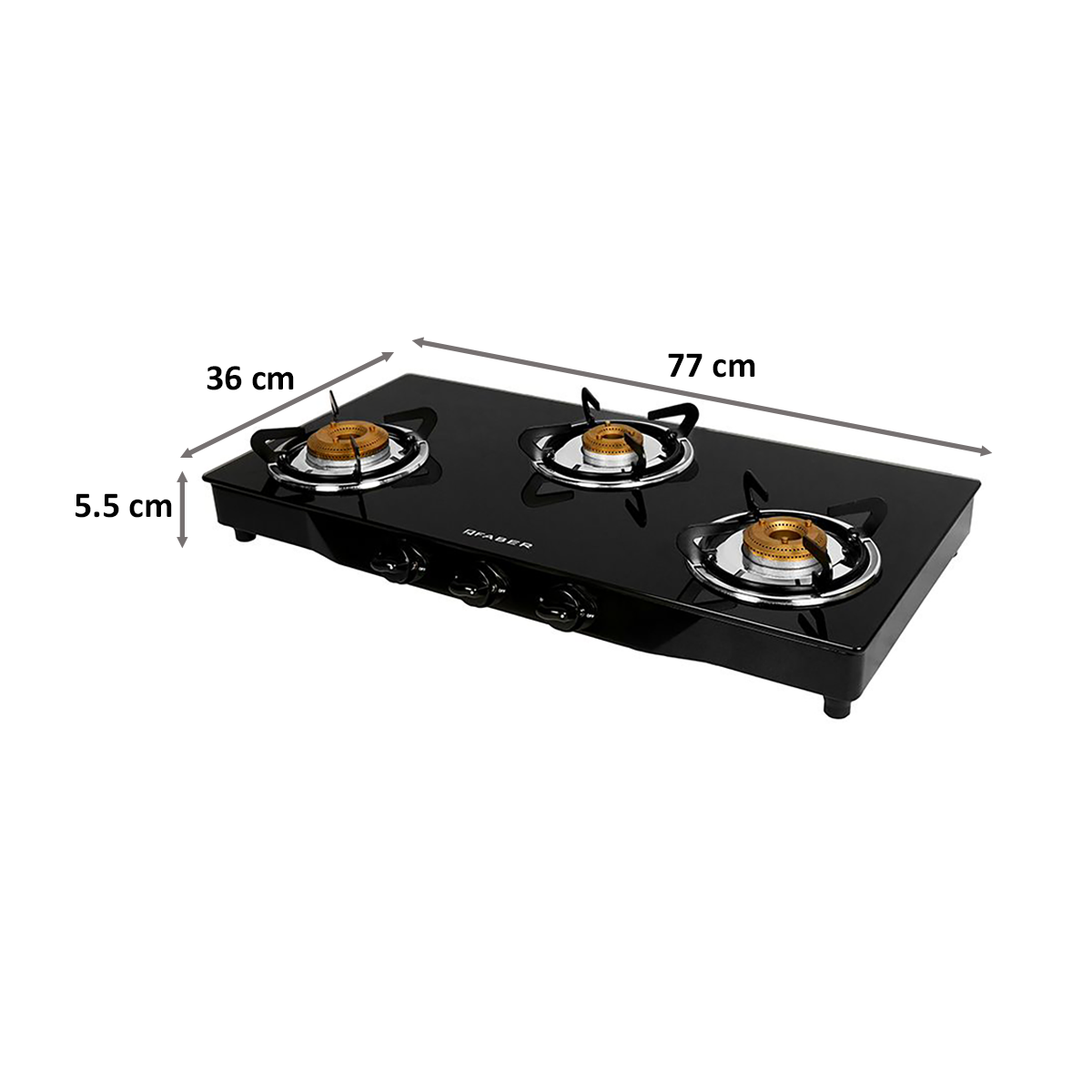 Buy Faber Jumbo 3BB BK Toughened Glass Top 3 Burner Manual Gas Stove